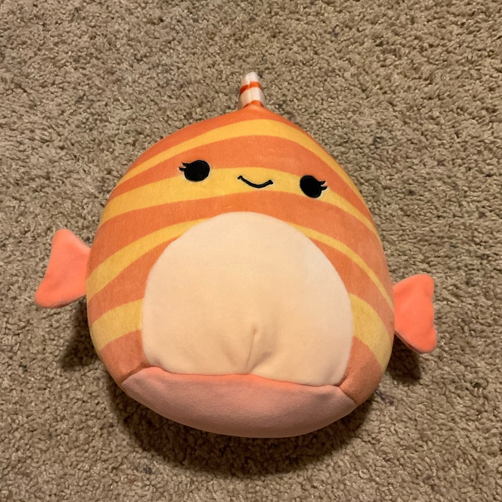Squishmallows Peach and Yellow Striped Fish Plush